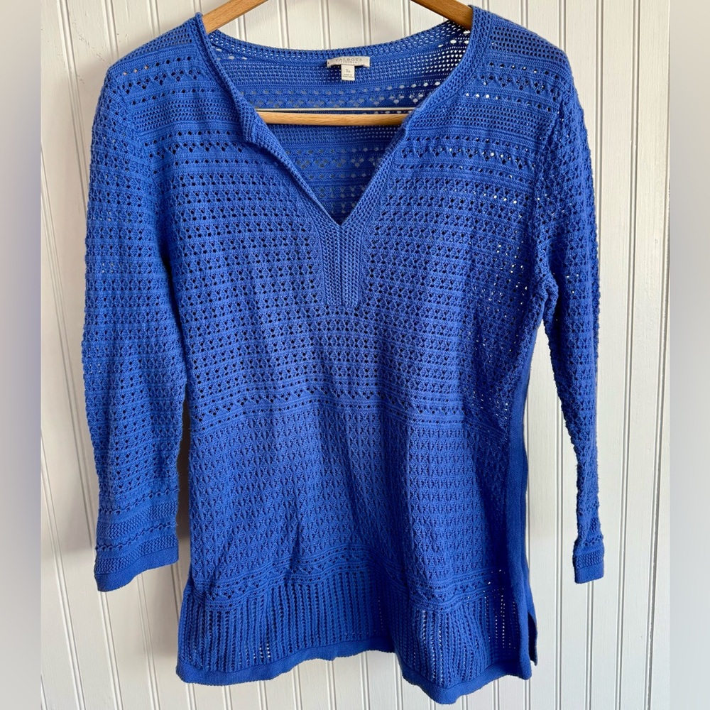 Talbots Royal Blue 100% Cotton Sweater size SP lightweight knit casual sweater
